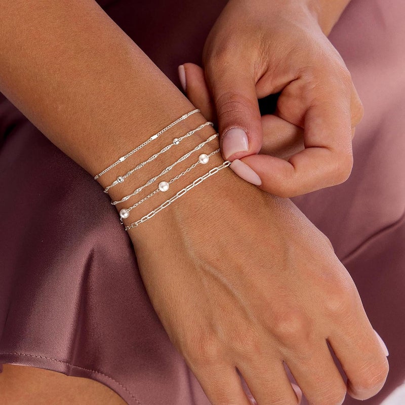 MBW Gold Bracelets for Women Trendy, Dainty 14K Gold Plated Bracelet Stack Beaded Chain Bracelet Set Thin Small Cute Paperclip Bracelets Fashion Waterproof Jewelry Gift Gold Accessories for Women - Image 4